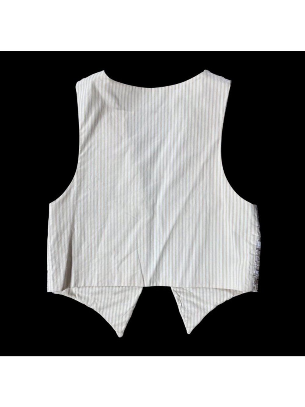 Handmade Vest Woven Daisy Accents Floral Open Front Beige Cream Yellow Flowers - Picture 3 of 5